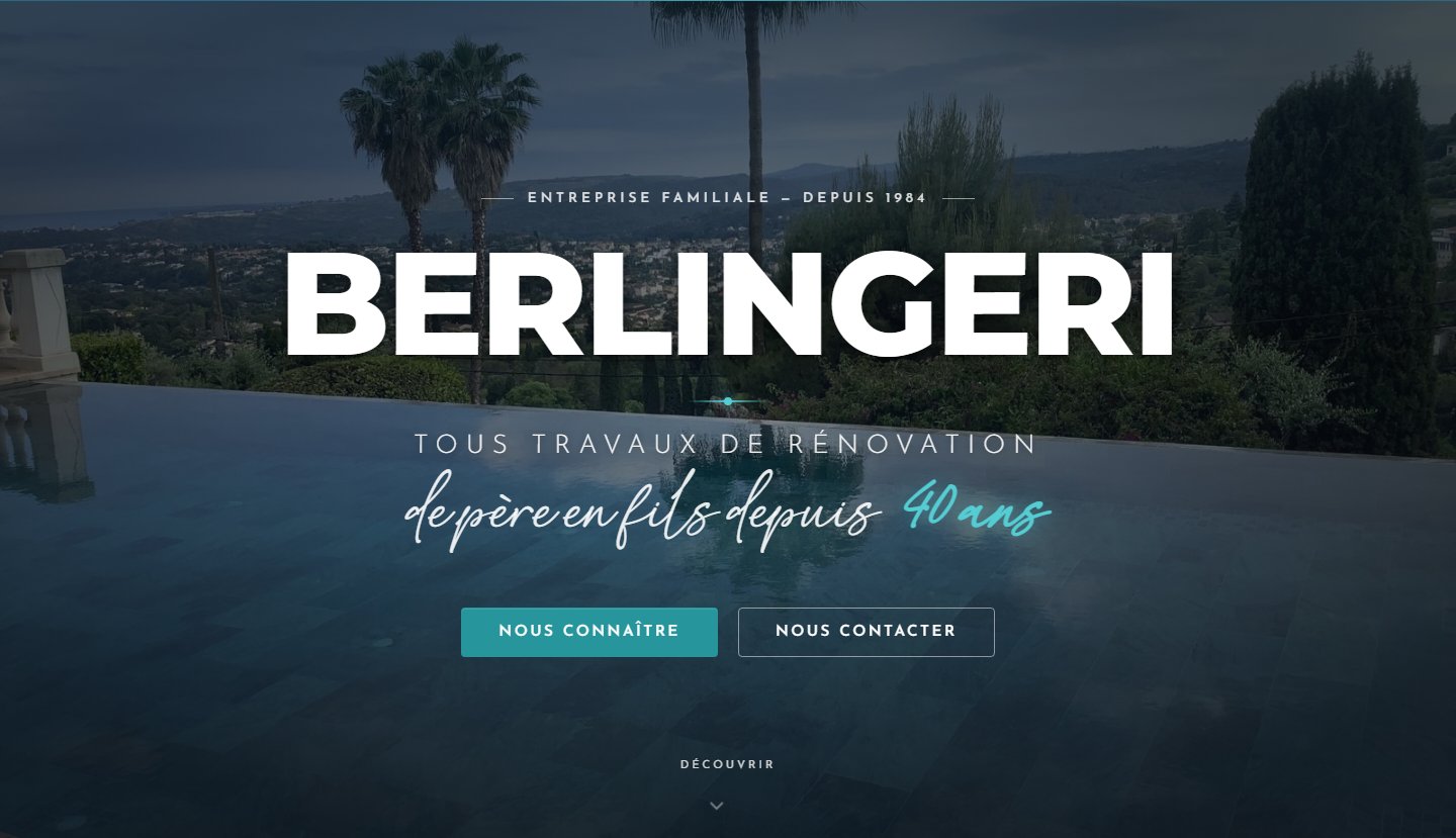 Hero — entreprise familiale depuis 1984, signature manuscrite et CTA