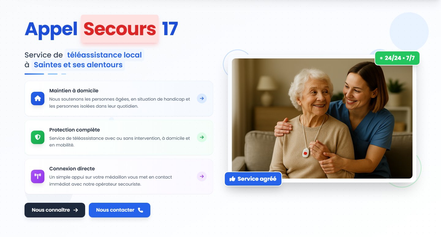 Hero — accroche locale, badges 24/7 et Service agréé, points clés en cartes