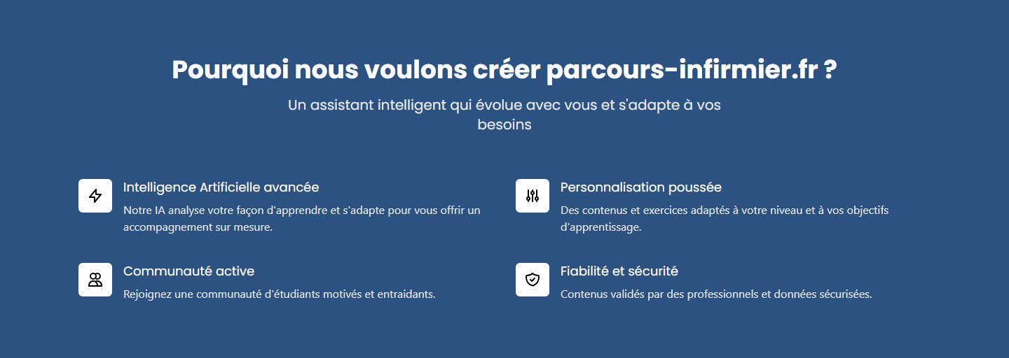 Section mission — pourquoi créer Parcours Infirmier : un outil bâti avec et pour les étudiants