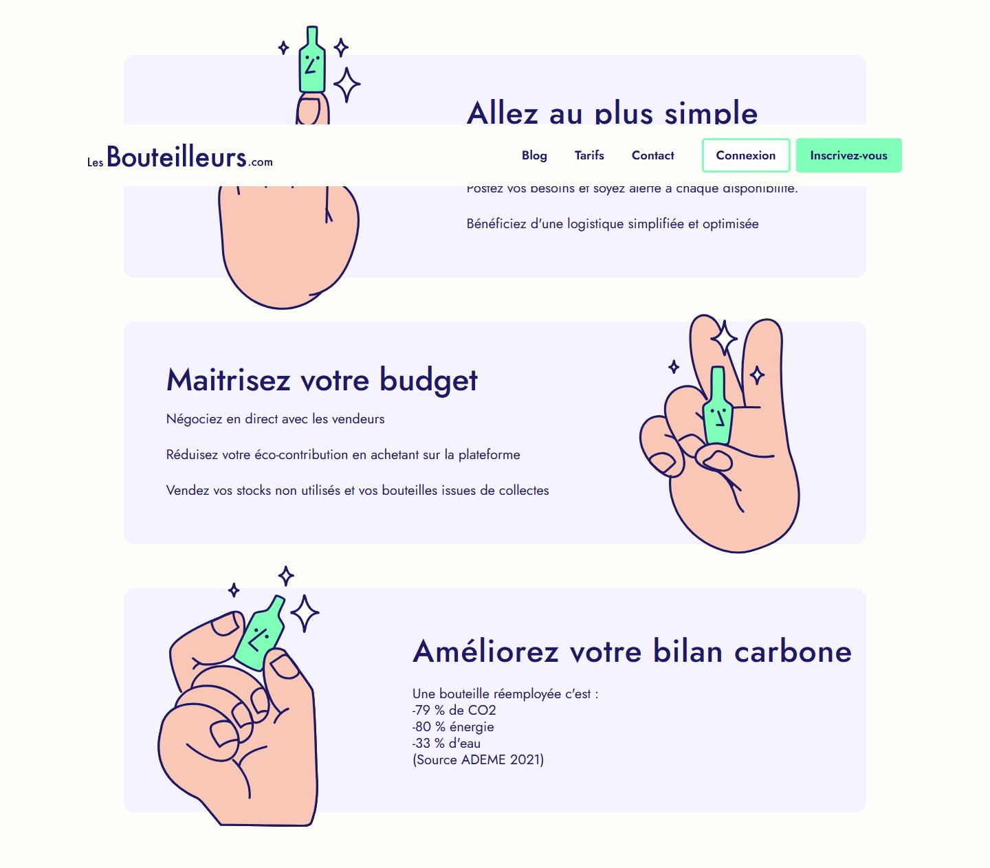 Section bénéfices — budget, simplicité et bilan carbone chiffré