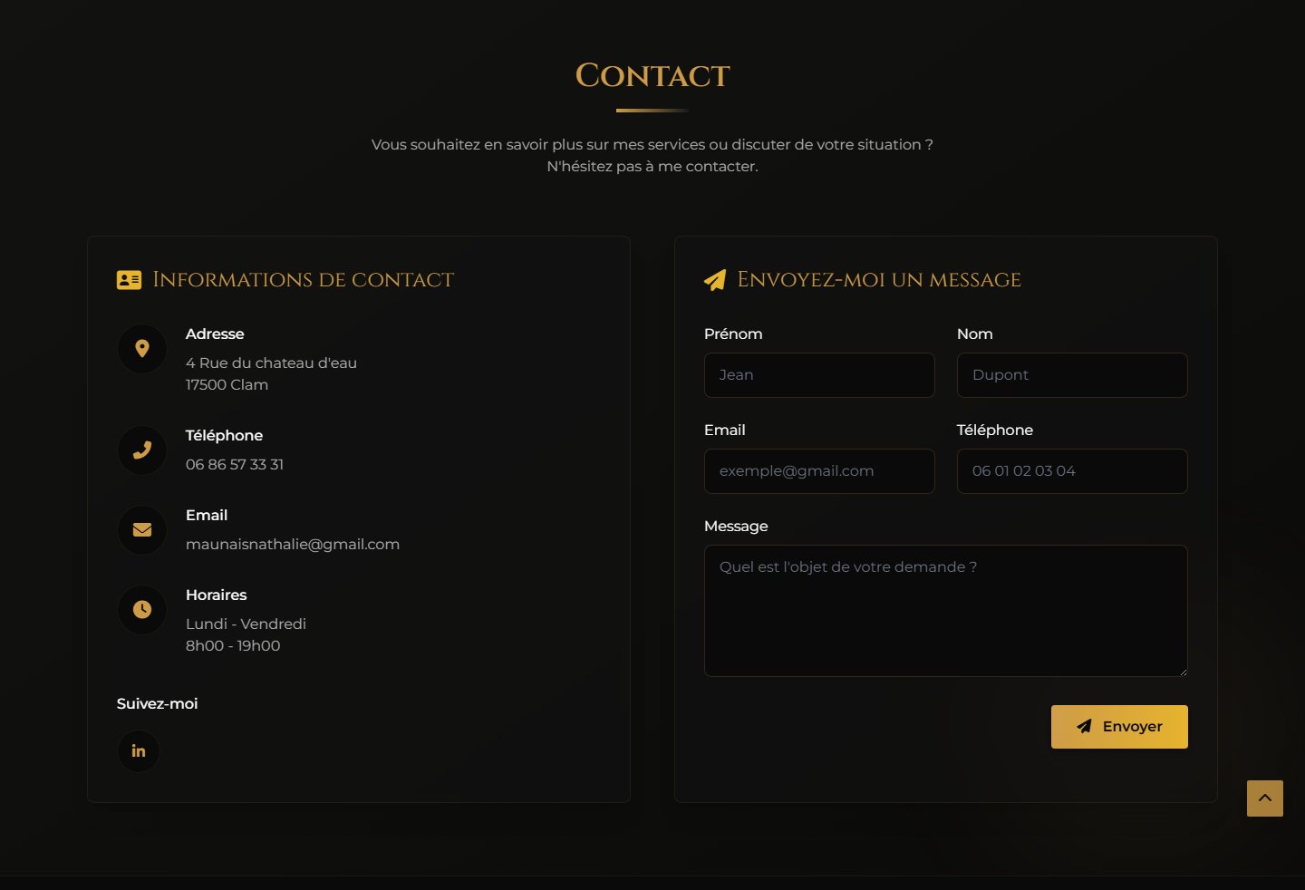 Formulaire de contact protégé anti-bot, coordonnées et conversion Google Ads