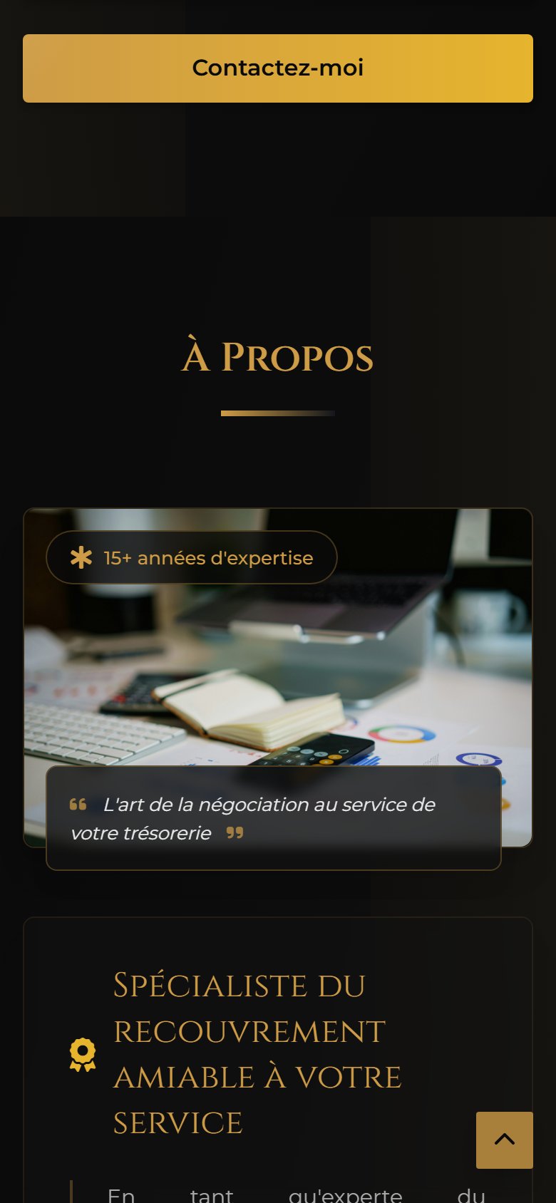Vue mobile : navigation fluide sur les sections clés du parcours